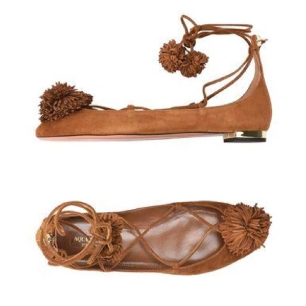 Aquazzura Sunshine Lace Up Ballet Flats